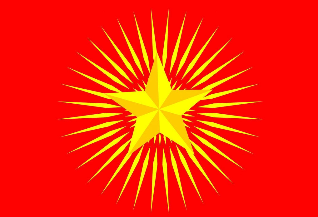 "红星闪闪放光彩,红星灿灿暖胸怀;红星是咱工农的心,党的光辉照